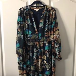 HM Conscious Chiffon Navy Floral Maxi Dress 12